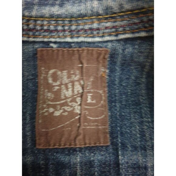 Girls Jean Jacket Large Long Sleeve Crop Denim Button Up Old Navy Lg - Picture 3 of 3